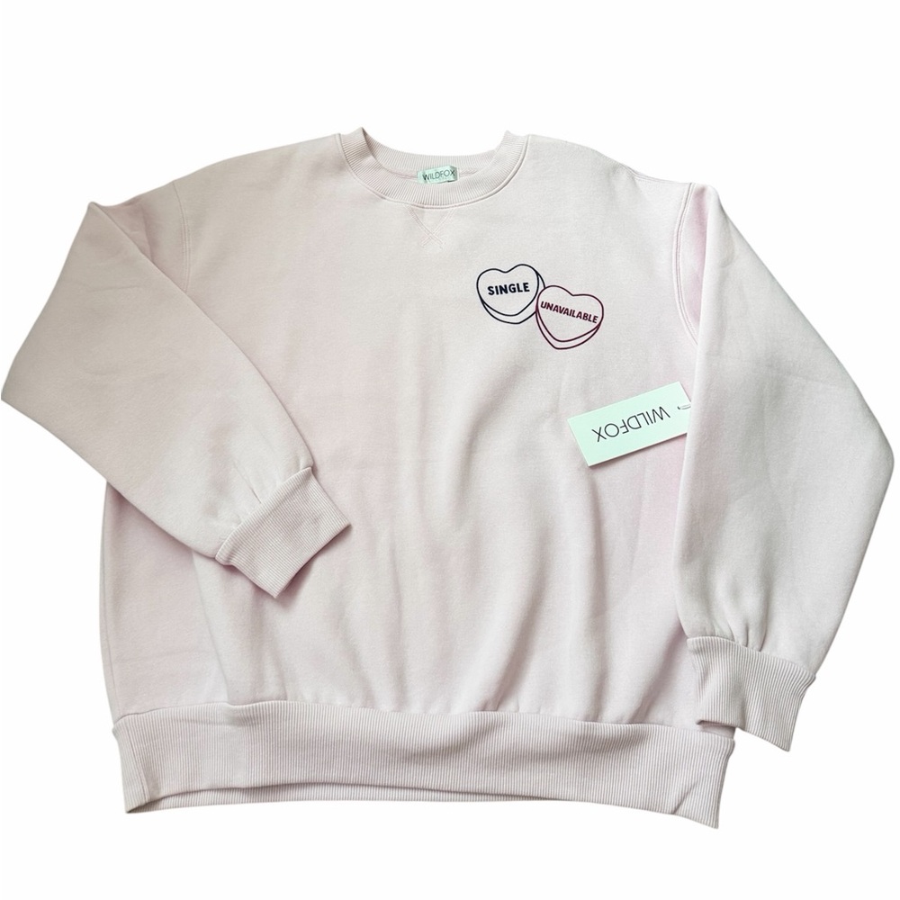 WILDFOX “SINGLE" “UNAVAILABLE” Lilac Snow Crew Neck Pullover Sweater SZ Medium